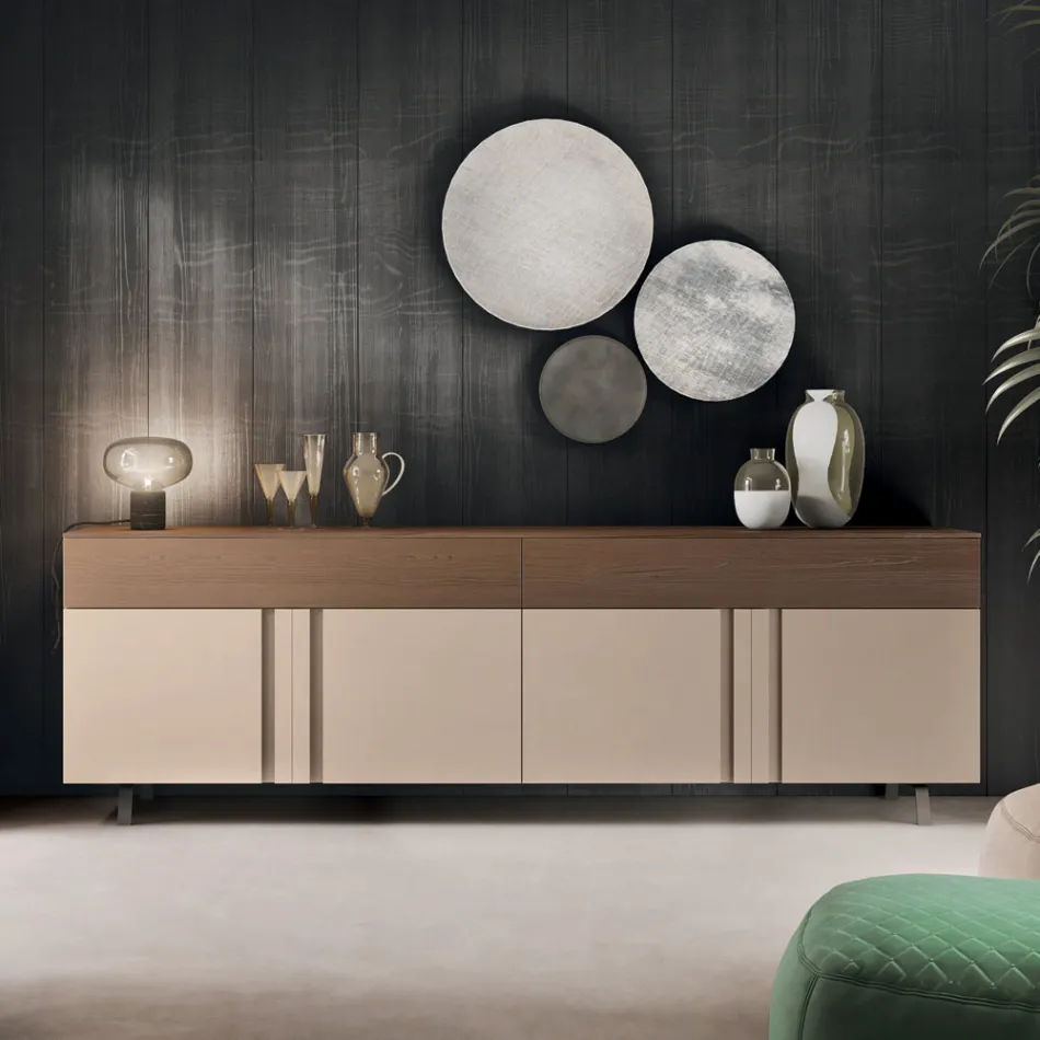 Wohnzimmer-Sideboard aus ökologischem Holz mit Luxus-Schubladen - Serris Viadurini