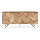 Mobiles Sideboard aus Akazienholz 3 Türen Ethnisches Design Homemotion - Carla Viadurini
