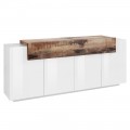 Mobiles Sideboard 5 Türen Weiß und Anthrazit Holz, Ahorn oder Zement - Therese
