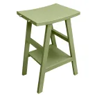 Freistehender Badezimmerschrank mit Teak-Finish und großer grüner Ablage - Raomi Viadurini