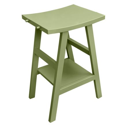 Freistehender Badezimmerschrank mit Teak-Finish und großer grüner Ablage - Raomi Viadurini