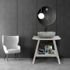 Freistehender Badezimmerschrank mit Teak-Finish in Naturgrau – Rosshaar Viadurini