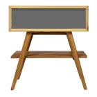 Freistehender Badezimmerschrank aus natürlichem Teakholz mit grauer Farbunterstützung - Gatien Viadurini