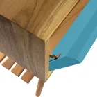 Bodenstehender blauer Badezimmerschrank aus natürlichem Teakholz mit farbiger Schublade - Gatien Viadurini