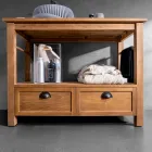 Freistehender Badezimmerschrank aus Teakholz mit zwei Schubladen – Frangipani Viadurini