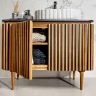 Handgefertigter Badezimmerschrank aus massivem Teakholz und Mahagoni – Heliconia Viadurini