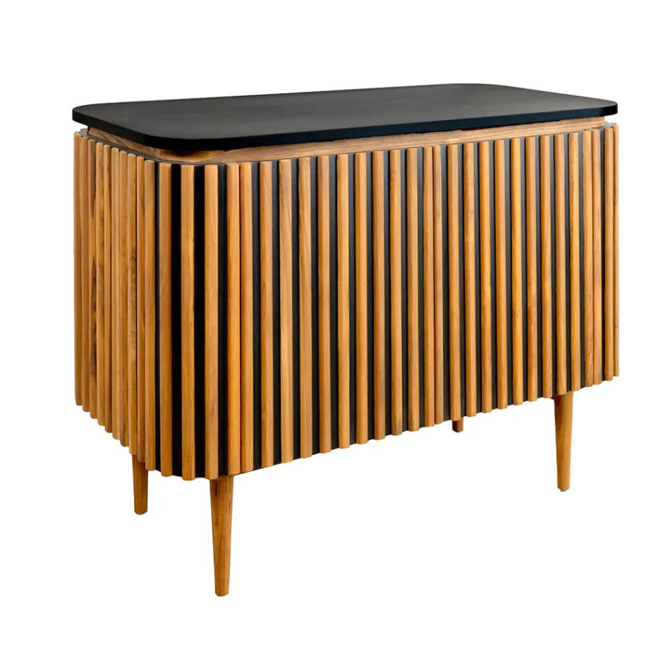 Handgefertigter Badezimmerschrank aus massivem Teakholz und Mahagoni – Heliconia Viadurini