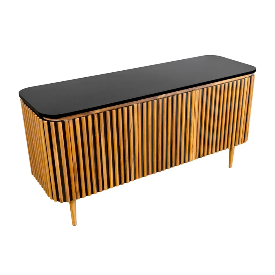 Handgefertigter Badezimmerschrank aus massivem Teakholz und Mahagoni – Heliconia Viadurini