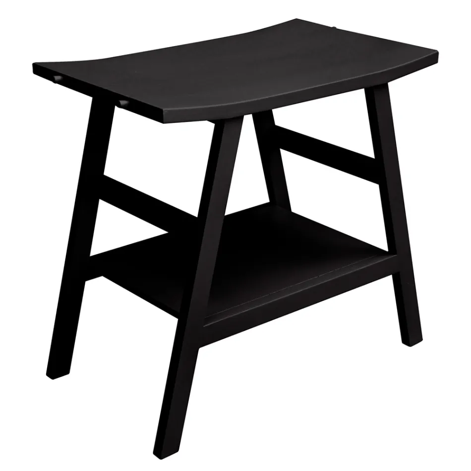 Moderner Badezimmerschrank aus Teakholz mit mattschwarzer Platte und Halterung - Crina Viadurini