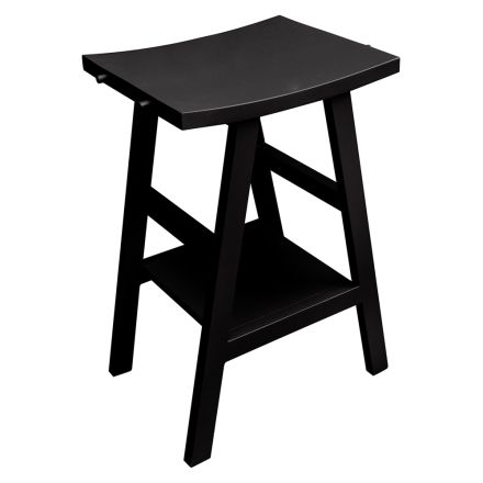 Moderner Badezimmerschrank aus Teakholz mit schwarzer halbgebogener Platte - Raomi Viadurini