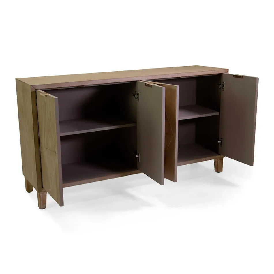 Innenschrank mit 4 Türen mit MDF-Furnier und Tannenbeinen - Tempesta Viadurini