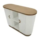 Holzschrank mit Oberteil und abgerundeten Einsätzen mit 2 Türen und 2 Regalen - Rachel Viadurini