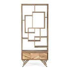 Bücherregal für Wohnzimmer aus Akazienholz und Homemotion-Schublade - Auriel Viadurini