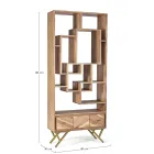 Bücherregal für Wohnzimmer aus Akazienholz und Homemotion-Schublade - Auriel Viadurini