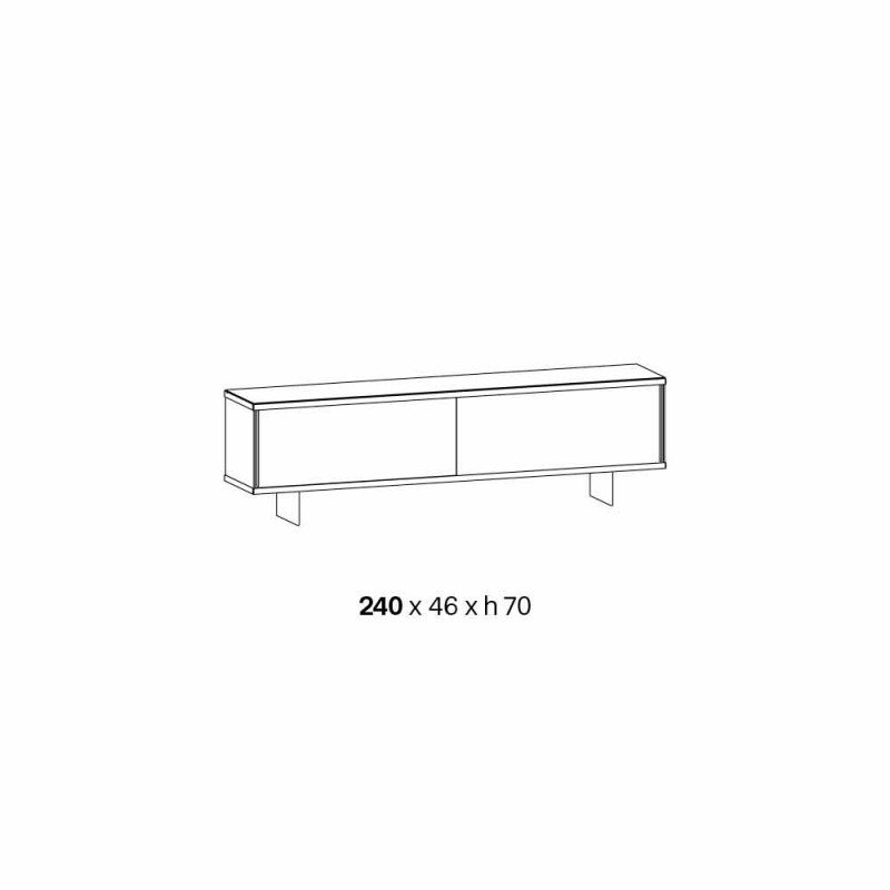 Niedriges Sideboard für Wohnzimmer aus Glas und Marmor mit LED-Designlicht