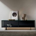 Wohnzimmer-Sideboard aus Rauchglas und grünem oder rotem Marmor mit Led, Luxus-Leonarda