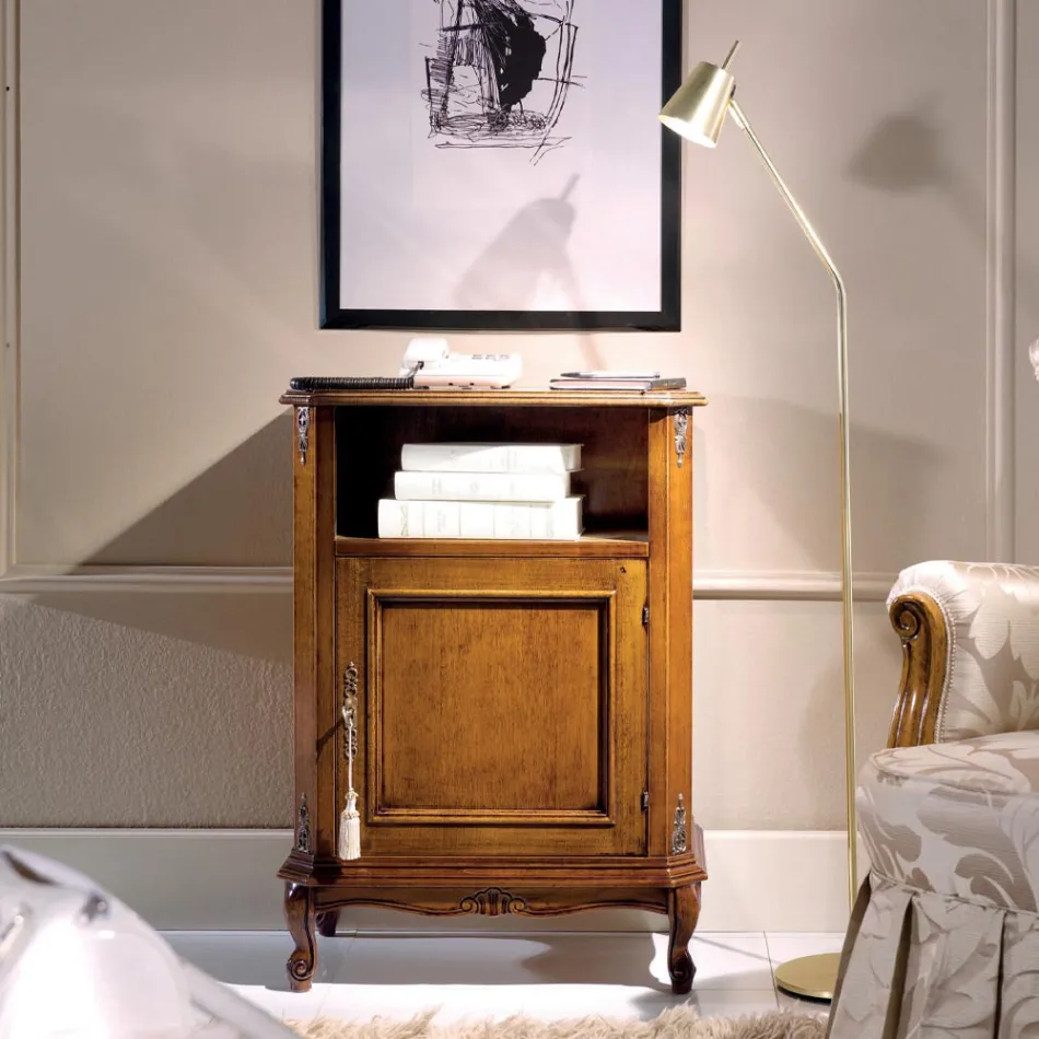 Klassischer Telefonhalter aus Holz mit Tür Made in Italy - Richard Viadurini