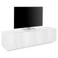 TV-Schrank mit 4 oder 6 Türen aus weißem Holz, Beton oder Schiefer - Fjona