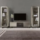 TV-Schrank mit 2 Türen und 1 Schublade in Nickel- und Carbon-Finish – Inga Viadurini