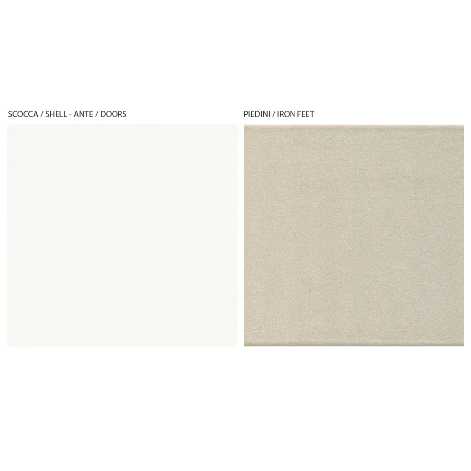 TV-Schrank mit 2 Türen in Canaletto und weißem Finish, hergestellt in Italien – Kari Viadurini