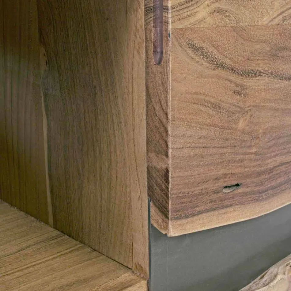 Homemotion TV-Ständer aus Mangoholz mit Metalleinsätzen - Sonia Viadurini