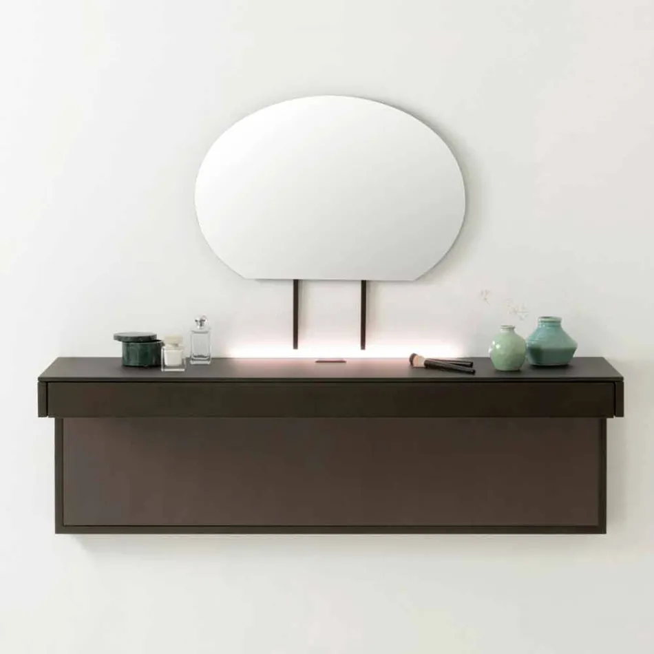 Abgehängter TV-Ständer mit Satin-Kristallplatte Hergestellt in Italien - Americio Viadurini