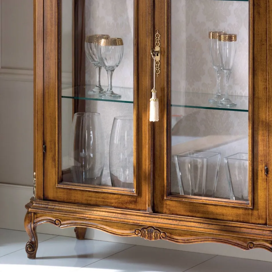 Wohnzimmer Vitrine aus Bassano Walnussholz Made in Italy - Ronald Viadurini