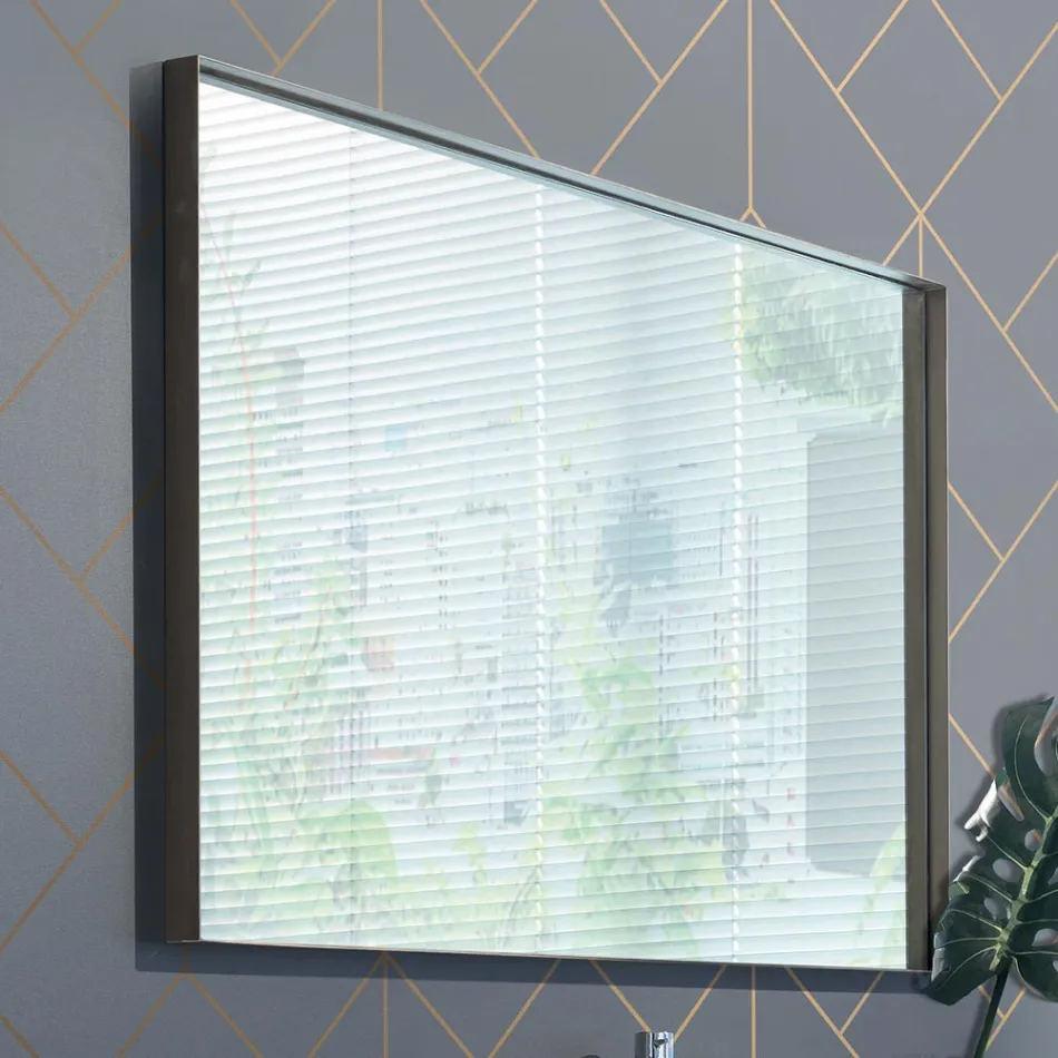 Hängende Badezimmermöbel aus Holz, Metall und Keramik B96 cm, Edel - Renga Viadurini