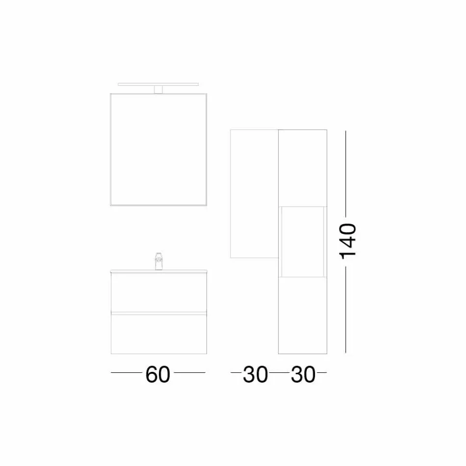 Hängende Design Badezimmermöbel in Melamin Nussbaum - Becky Viadurini
