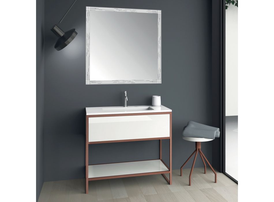 Boden Badezimmermöbel aus kupfernem Metall und weißem Mdf Made in Italy - Cizco Viadurini