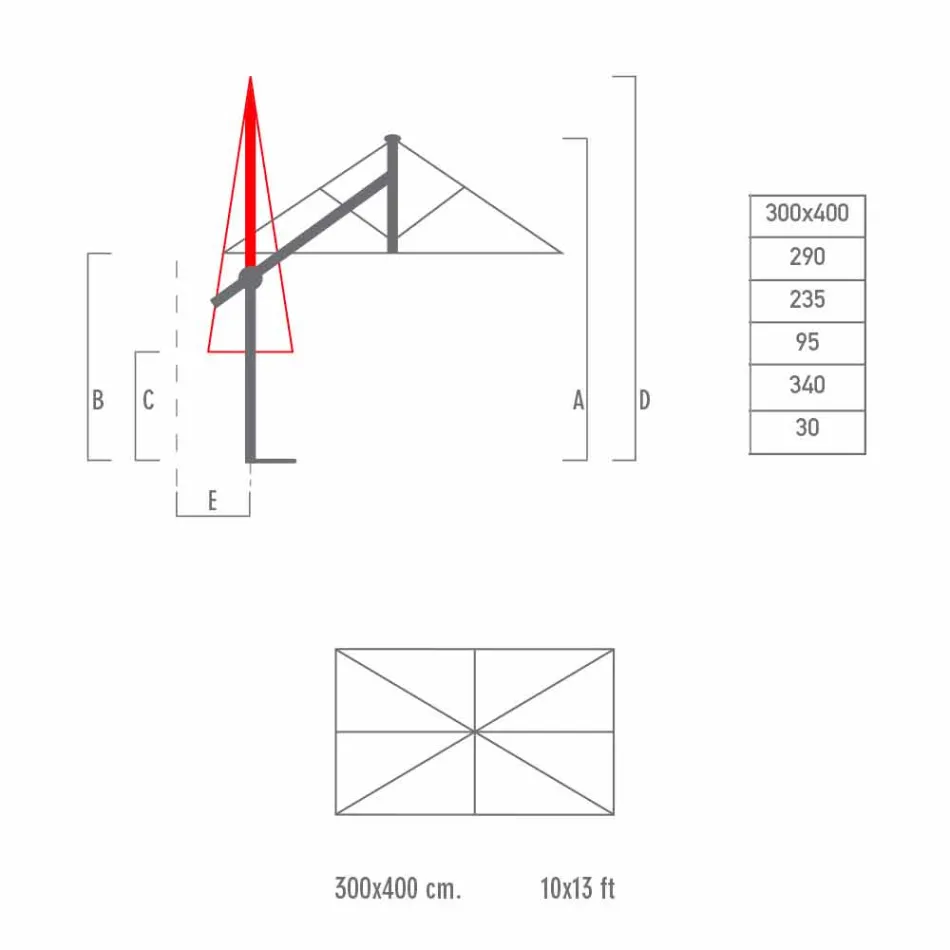 Gartenarmschirm aus weißem oder anthrazitfarbenem Aluminium 300x400 cm - Lapillo Viadurini