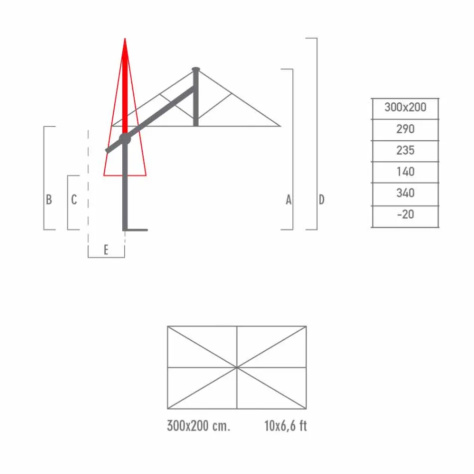 Gartenschirm aus weißem oder anthrazitfarbenem Aluminium 300x200 cm - Lapillo Viadurini