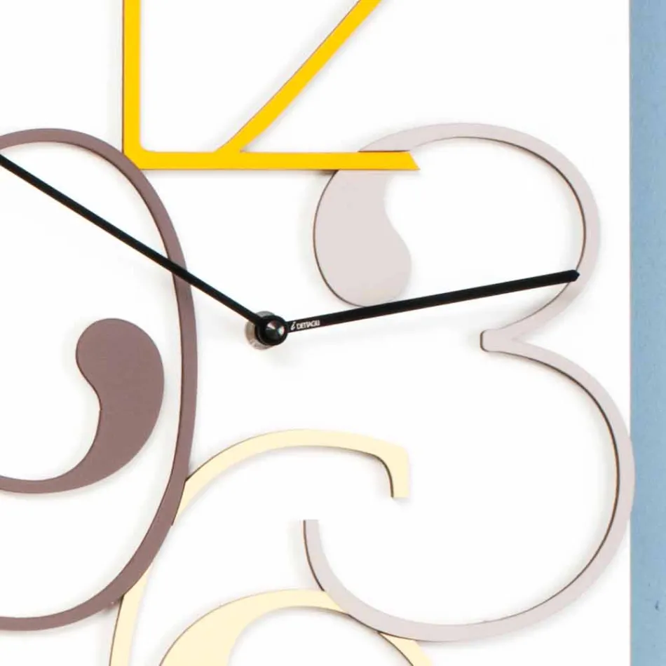 Wanduhr farbiges und weißes Holz rechteckiges modernes Design - Mathematik Viadurini