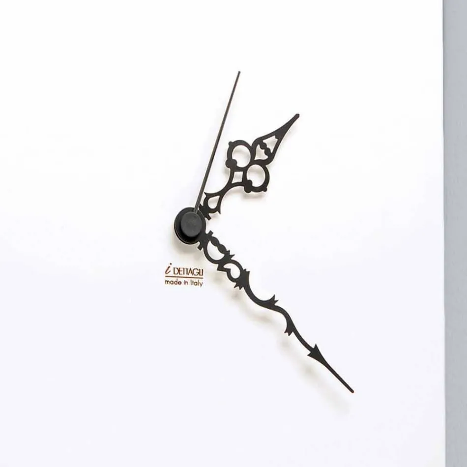 Weiße quadratische hölzerne Wanduhr mit moderner Rosendekoration - Schneeglöckchen Viadurini