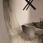 Cinzia – Wanduhr aus gehämmertem, versilbertem Fusingglas, hergestellt in Italien Viadurini