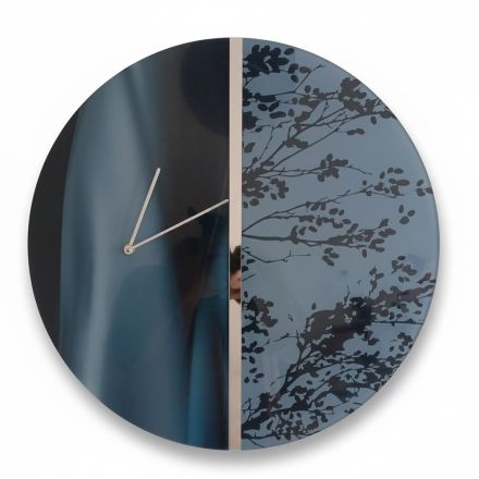 Blaue Wanduhr aus grün gegossenem, bedrucktem Plexiglas, hergestellt in Italien - Aquaria Viadurini