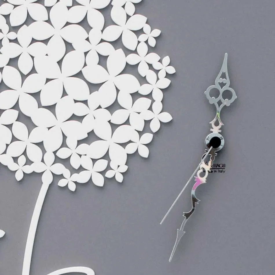 Runde dekorierte graue Holzwanduhr des modernen Designs - Kopfbrause Viadurini