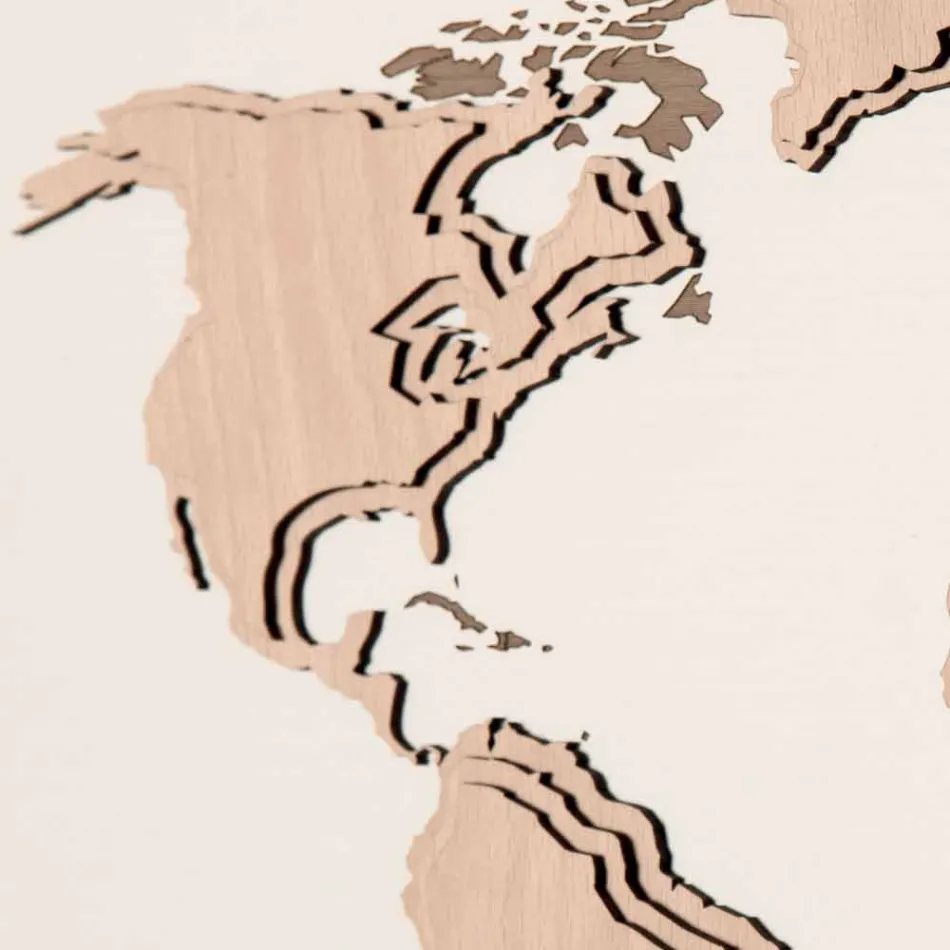 Holzwanduhr mit Planisphere Design Wohnzimmerdekoration - Mappo Viadurini