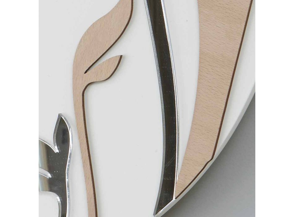Moderne und runde Wanduhr mit dekoriertem Holzdesign - Harmonie Viadurini