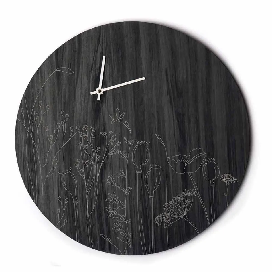 Moderne runde Design Holzwanduhr und Lasergravur - Florinto Viadurini