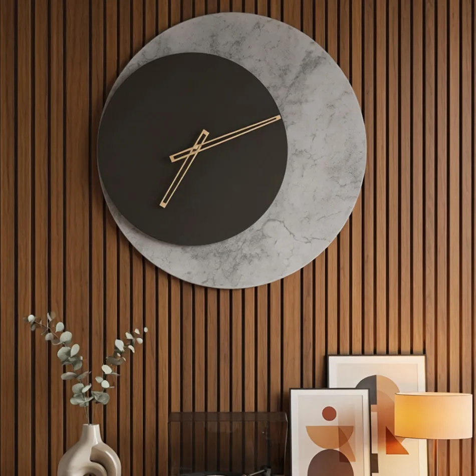 Elara Runde Wanduhr aus bedrucktem Methacrylat, hergestellt in Italien Viadurini