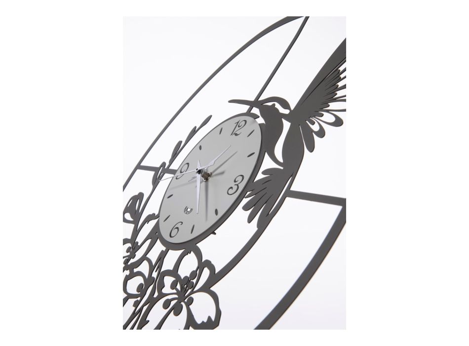 Eisenuhr mit Kolibri-Dekoration, hergestellt in Italien – Jungfrau Viadurini