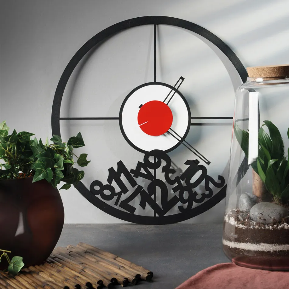 Uhr aus Eisen mit gefallenen Zahlen, hergestellt in Italien – Widder Viadurini