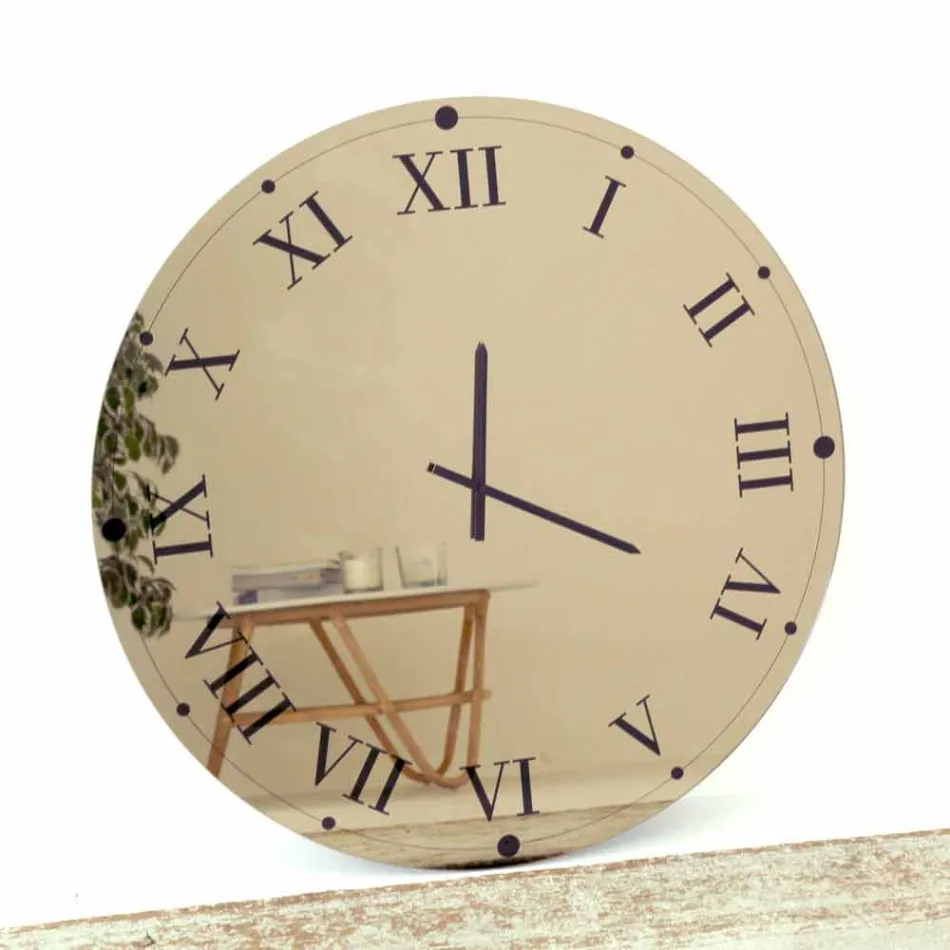 Runde Wanduhr aus verspiegeltem Kristall, hergestellt in Italien – Gear Viadurini