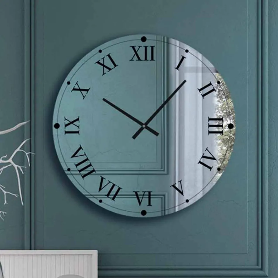 Runde Wanduhr aus verspiegeltem Kristall, hergestellt in Italien – Gear Viadurini