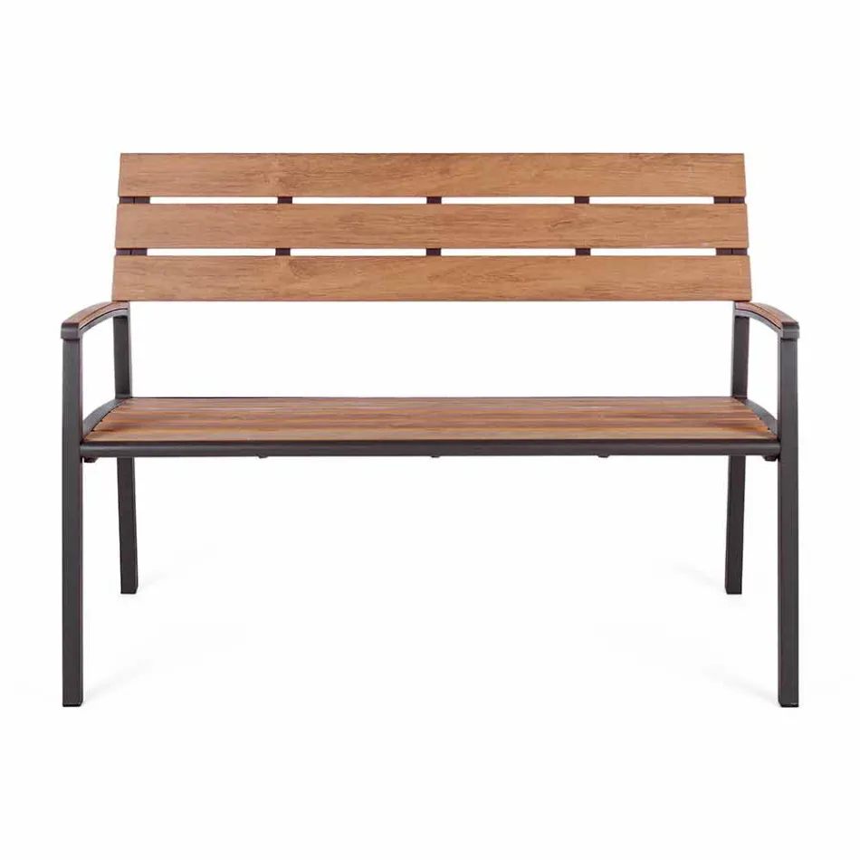 Gartenbank mit Struktur aus anthrazitfarbenem Aluminium, Homemotion - Isotta Viadurini