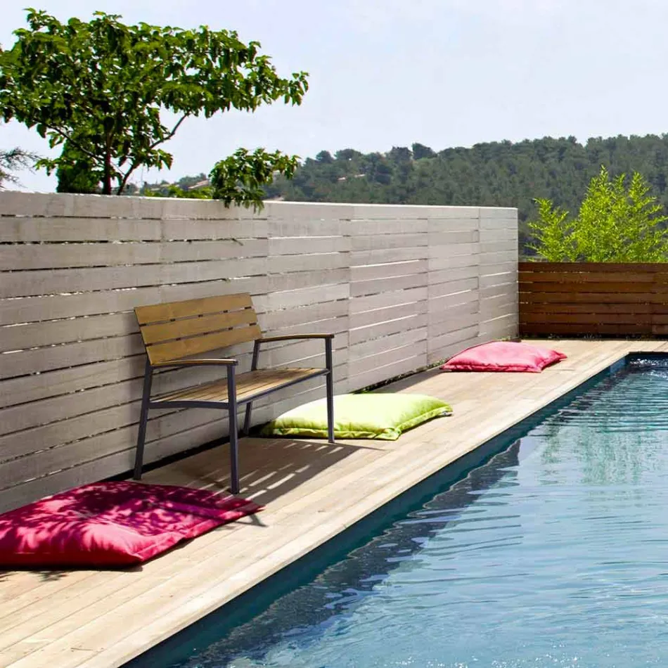 Gartenbank mit Struktur aus anthrazitfarbenem Aluminium, Homemotion - Isotta Viadurini