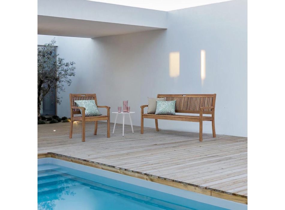 Design-Gartenbank aus Akazienholz für den Außenbereich, 2 oder 3 Sitzplätze – Roxen Viadurini