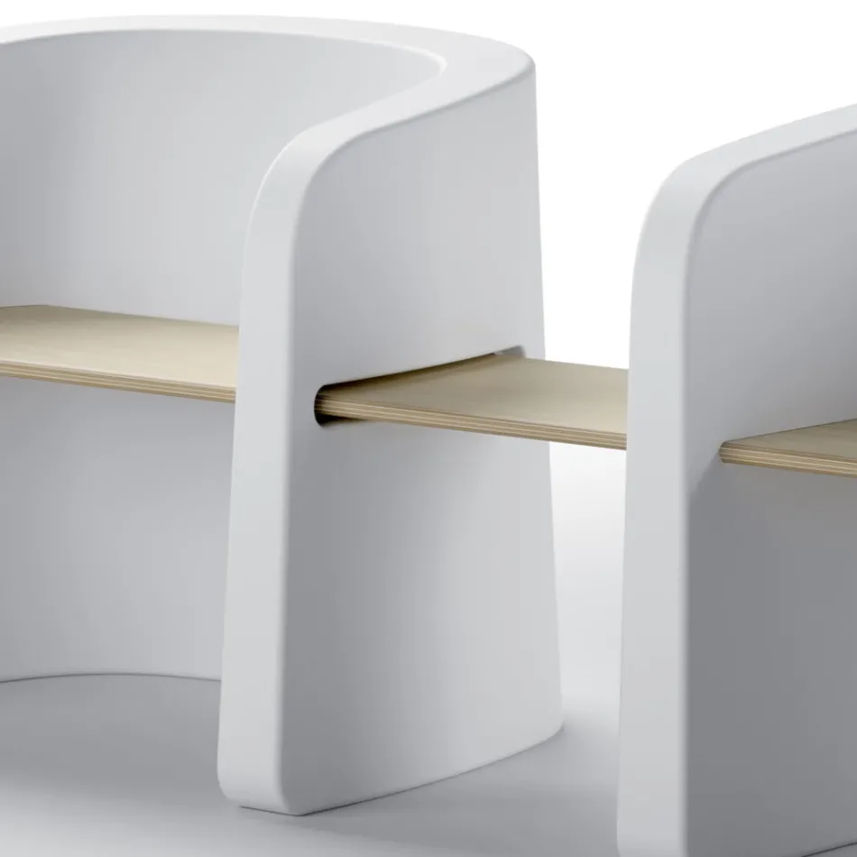 Gartenbank aus Polyethylen und Birkenholz Made in Italy - Talula Viadurini