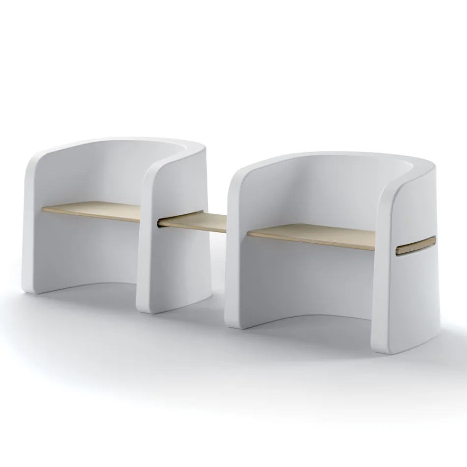 Gartenbank aus Polyethylen und Birkenholz Made in Italy - Talula Viadurini